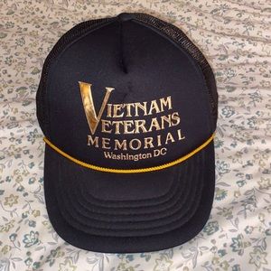 Vietnam Veterans Memorial Black Baseball Hat with Shiny Gold Lettering & Trim